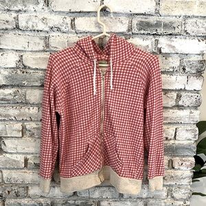 Alternative Apparel red gingham zip up hoodie